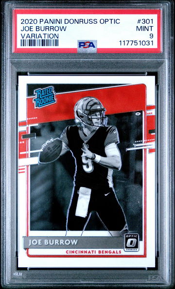 2020 Donruss Optic Rated Rookie Black and White Variation Joe Burrow #301 PSA 9