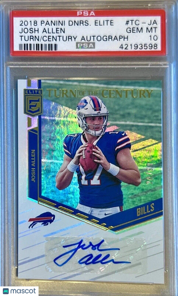 /99 POP 13 PSA 10 RC Josh Allen 2018 Elite Turn of the Century Rookie Auto TOTC