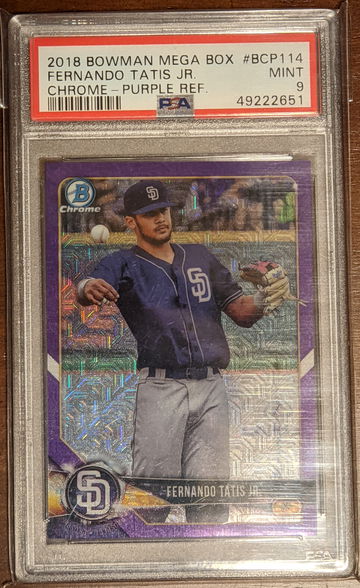 2018 Bowman Mega Box Fernando Tatis Jr. Purple Refractor 092/250 PSA 9