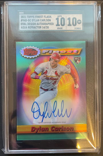 2021 Finest Flashbacks Dylan Carlson Aqua Refractor Autograph /20