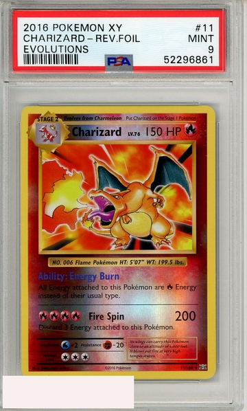 2016 POKEMON XY EVOLUTIONS CHARIZARD-REV FOIL #11 EVOLUTIONS PSA 9 MINT