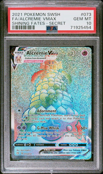 2021 Pokemon Sword and Shield Shining Fates Secret Rare Alcremie Vmax #73 PSA 10