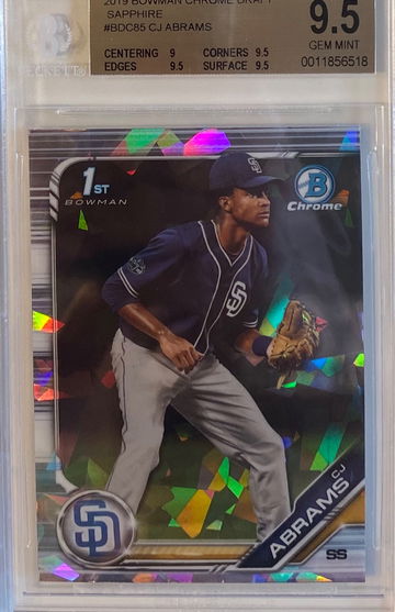 2019 Bowman chrome draft sapphire CJ Abrams BGS 9.5