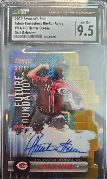 Hunter Greene 2019 Bowman's Best Future Foundation Die-Cut Gold Refractor Auto /50 CSG 9.5 