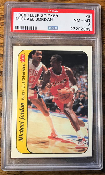 1986 Fleer Sticker Michael Jordan PSA 8
