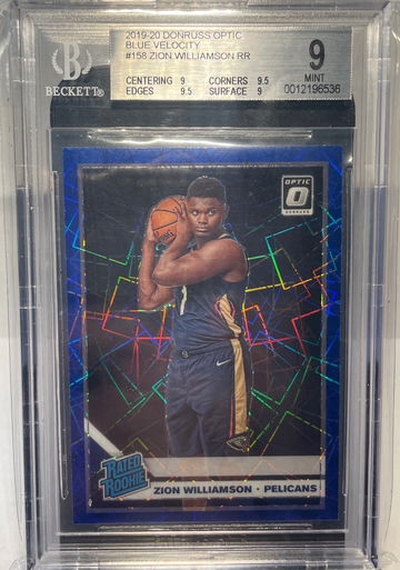 2019-20 Optic - Zion Williamson Blue Velocity BGS 9