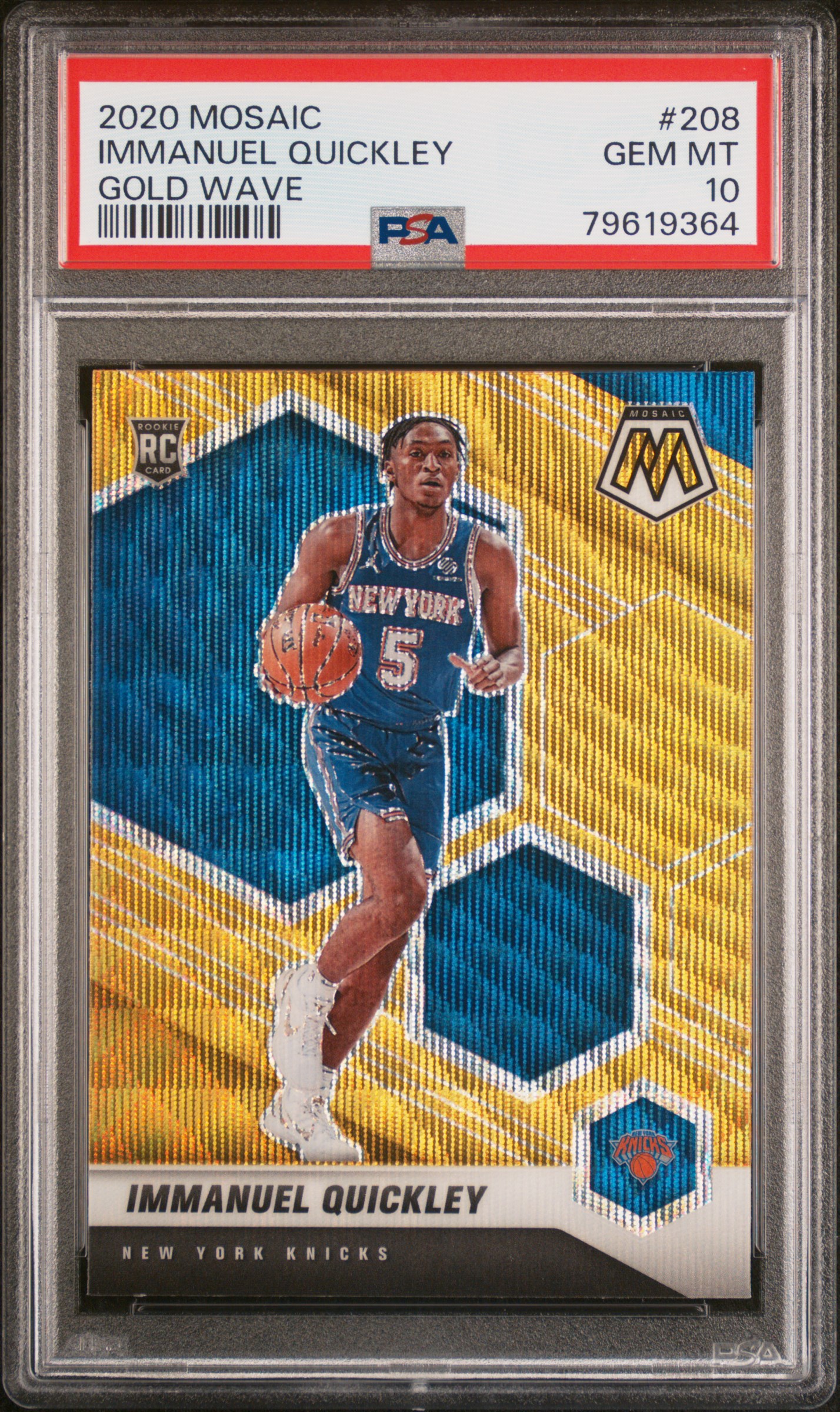 2020 Panini Mosaic Immanuel Quickley #208 Gold Wave PSA 10