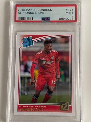 2018 Panini Donruss Alphonso Davies #176 Rated Rookie RC Bayern Munich PSA 9