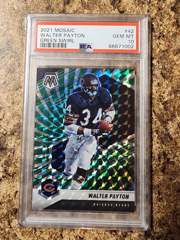 2021 Walter Payton Mosaic Green Swirl /11 PSA 10 Pop 1