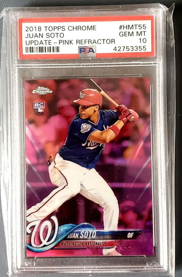 2018 Topps Chrome Update Juan Soto PINK REFRACTOR PSA 10 #HMT55 RC