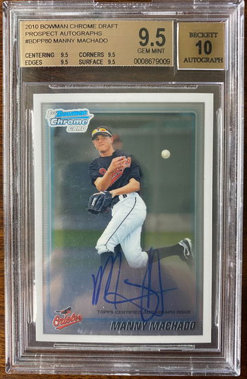 Manny Machado 2010 Bowman Chrome Draft RC Auto BGS 9.5/10 True Gem