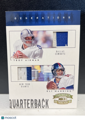 TROY AIKMAN ELI MANNING 2005 Donruss Throwback Dual Jersey Patch 08/10 JSY #