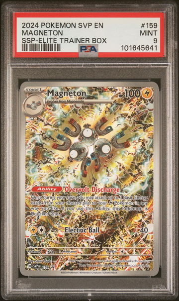 2024 Pokemon Scarlet and Violet Black Star Promo Surging Sparks Elite Trainer Box Magneton #159 PSA 9