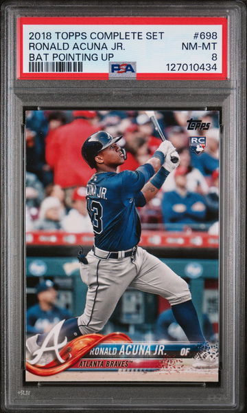 2018 Topps Bat Pointing Up Variation Ronald Acuna Jr. #698B PSA 8