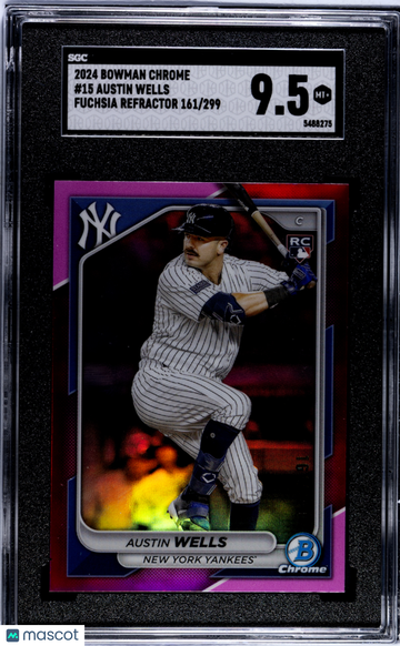 2024 Bowman Chrome Austin Wells #15 Fuchsia Refractor SGC 9.5