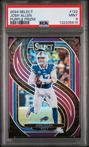 2024 Panini Select Prizm Purple Josh Allen #122 /75 PSA 9