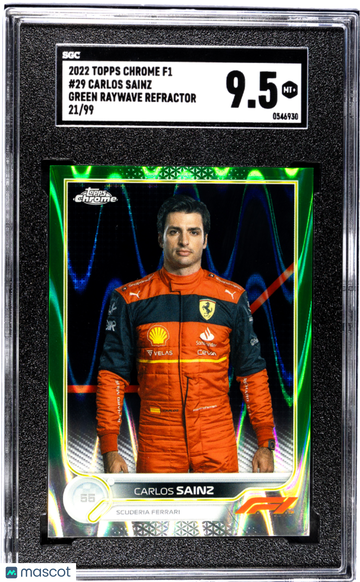 2022 Topps Chrome F1 Carlos Sainz #29 Green Raywave Refractor SGC 9.5