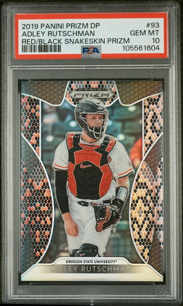 2019 Panini Prizm Draft Picks Red Black Snake Skin Prizm Adley Rutschman #93 PSA 10