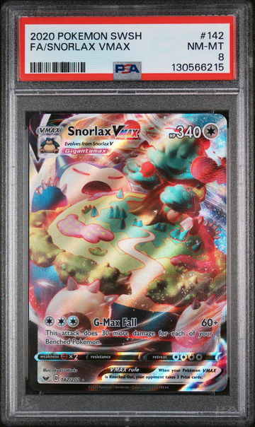 2020 Pokemon Sword and Shield Snorlax Vmax #142 PSA 8
