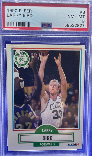 1990 Fleer Larry Bird PSA 8 NM-MT Basketball Card #8 NBA HOF Boston Celtics