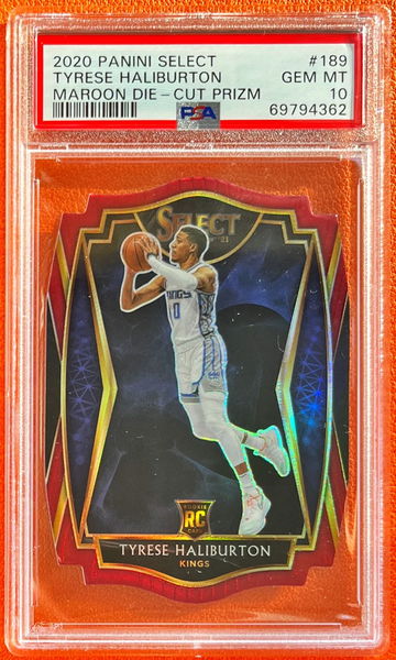 2020 Panini Select Tyrese Haliburton Maroon Die-Cut Prizm PSA 10