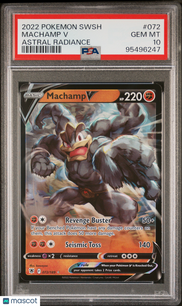2022 Pokemon Sword & Shield Astral Radiance Machamp V Astral Radiance PSA 10 #072