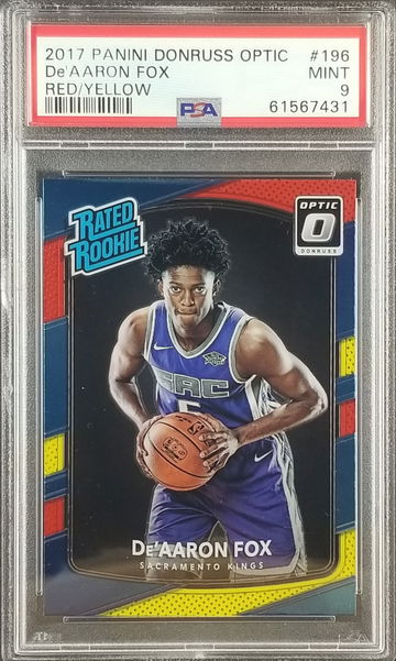 De'Aaron Fox 2017 Donruss Optic  Red/Yellow Rated Rookie RC PSA 9 Mint