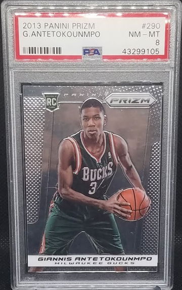 Giannis Antetokounmpo 2013-14 Panini Prizm RC Rookie # 290 Graded PSA 8 NM-MT