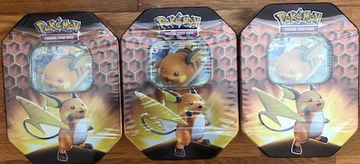 Pokemon Raichu GX Hidden Fates Tin Factory Sealed lot of 3