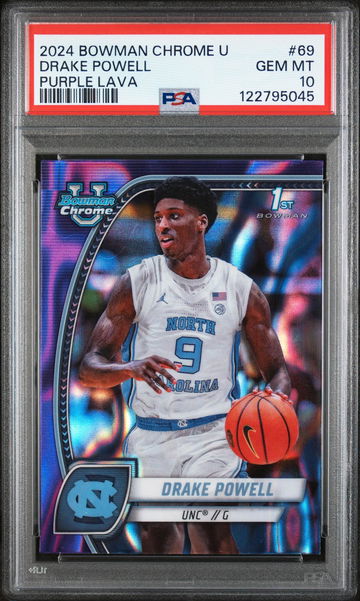 2024 Bowman Chrome U Purple Lava Drake Powell #69 PSA 10