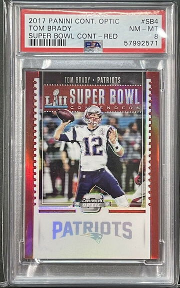 2017 Contenders Optic Red Prizm Super Bowl #4 TOM BRADY Patriots /#49 PSA 8 Mint