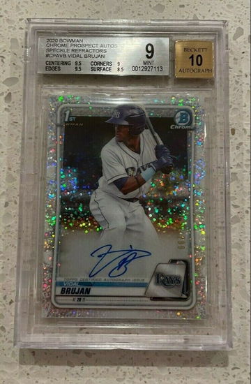 2020 Bowman Chrome Speckle Refractor Vidal Brujan BGS 9 Mint Auto 10 #CPA-VB