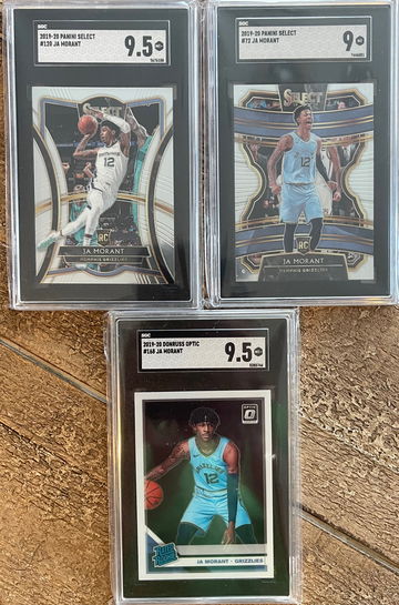 Ja Morant Rookie lot - Select Premier SGC 9.5, Select Concourse SGC 9.5, Optic Rated Rookie SGC 9.5