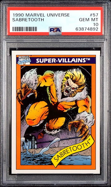 1990 Marvel Universe SABRETOOTH #57 🔥 Super-Villains Card 🔥 PSA 10 - GEM MINT
