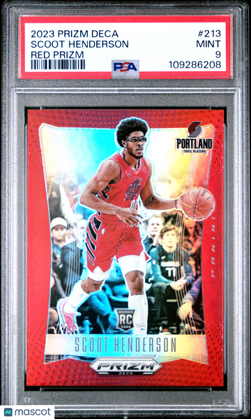 2023 Panini Prizm Deca Scoot Henderson #213 Red PSA 9