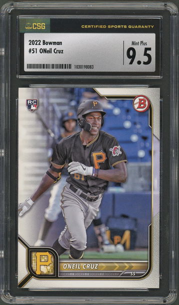 2022 Bowman Oneil Cruz RC #51 Pittsburgh Pirates - CSG Mint Plus 9.5