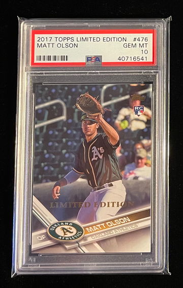 2017 TOPPS LIMITED EDITION MATT OLSON RC PSA 10 GEM MINT POP 4