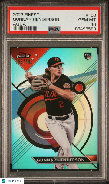 2023 Topps Finest Gunnar Henderson Aqua Refractor Rookie #100 PSA 10