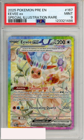 2025 POKEMON PRE EN-PRISMATIC EVOLUTIONS EEVEE EX #167 SIR PSA 9 MINT