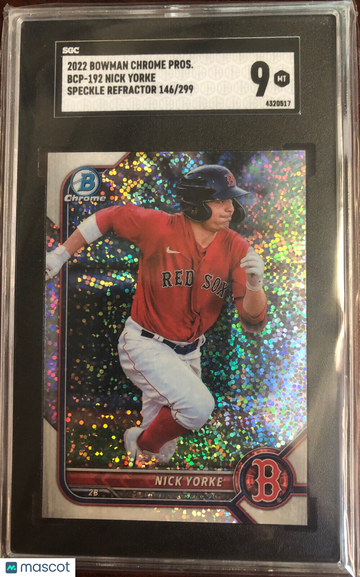 Nick Yorke 2022 Bowman Chrome Speckle Refractor SP #146/299 SGC 9 Boston Red Sox