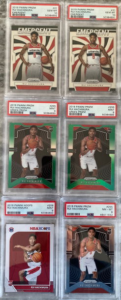 Rui Hachimura Prizm Hoops LOT (x2-PSA10, x3-PSA9, x1-PSA8)