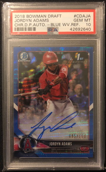 2018 Bowman Chrome Draft Jordyn Adams Blue Wave Refractor Auto /150 PSA 10
