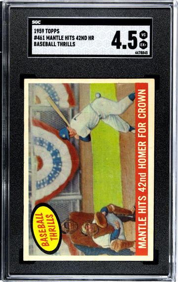 1959 MICKEY MANTLE TOPPS BASEBALL THRILLS #461 SGC 4.5