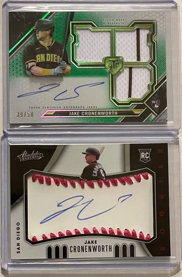 2021 Jake Cronenworth 2 Card On-card Rookie auto lot serial numbered!