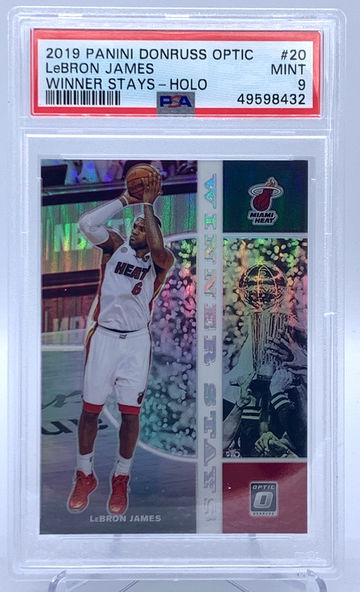 LeBron James 2019-20 Donruss Optic Winner Stays Holo Prizm #20 Miami Heat PSA 9