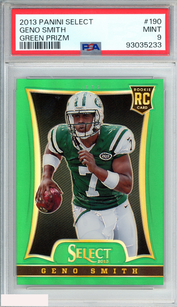 2013 PANINI SELECT GENO SMITH #190 GREEN PRIZM 14 OF 15 ROOKIE RC PSA 9 MINT