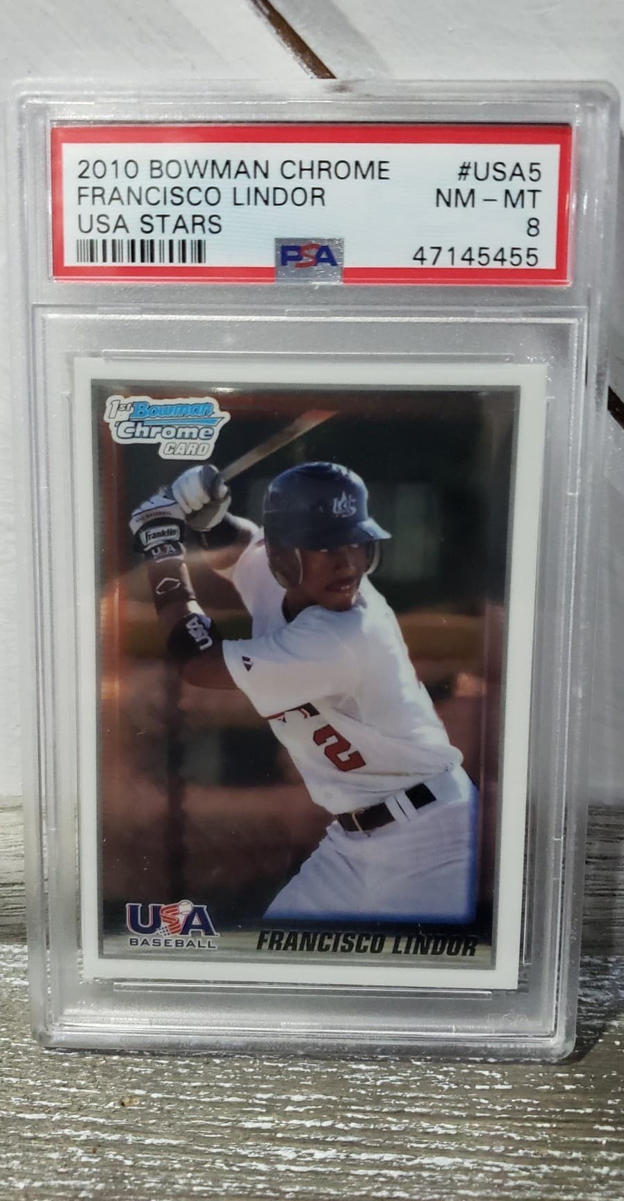 2010 Bowman Chrome Francisco Lindor PSA 8 USA STARS