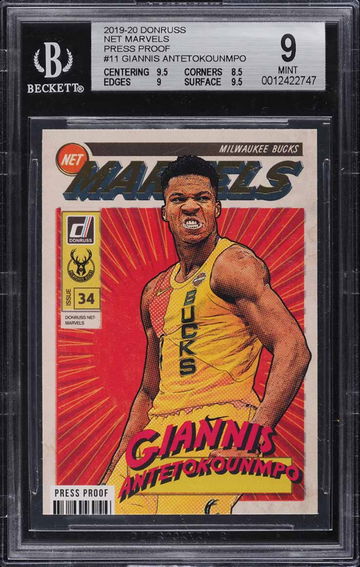 2019 DONRUSS NET MARVELS PRESS PROOF GIANNIS ANTETOKOUNMPO #11 BGS 9 (Pop: 2, 6 higher)