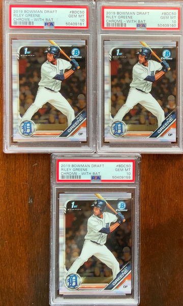 Lot of (3) - PSA 10 - 2019 Bowman Chrome Draft Riley Greene 1st