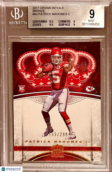 #155/299 BGS 9 .5 Away RC Patrick Mahomes 2017 Crown Royale Bronze Holo Rookie